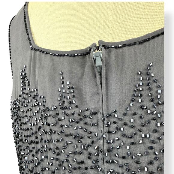 BASIX II pure silk gray beaded cocktail party dress with matching shawl SIZE 12 - Picture 14 of 16